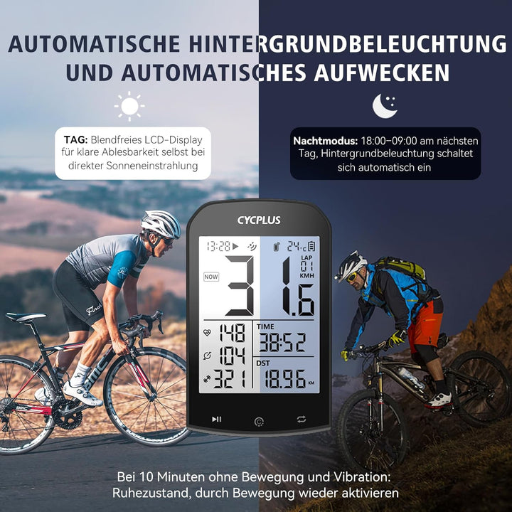 CYCPLUS GPS Fahrradcomputer Kabellos, wasserdichte Fahrrad Tachometer und Kilometerzähler, ANT+ Drah
