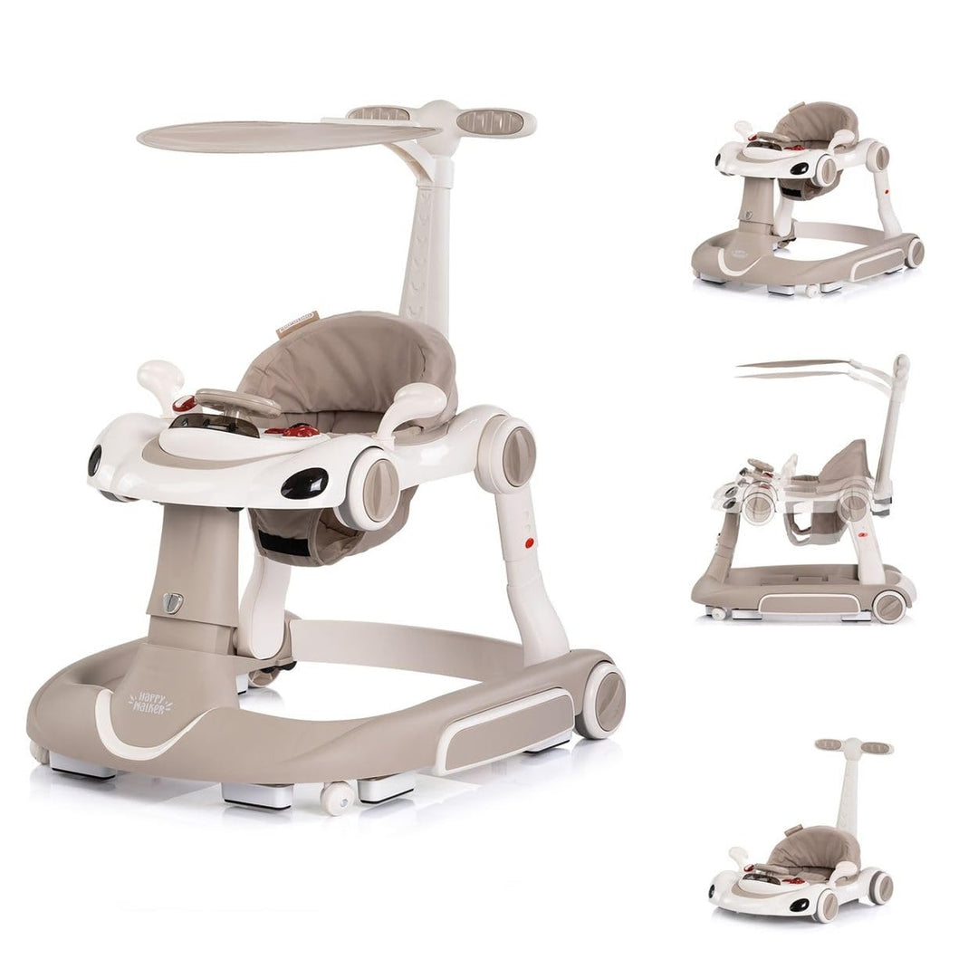 Chipolino Lauflernhilfe Happy Walker 5 in 1 Schaukelfunktion Musik Lichter Räder beige, beige