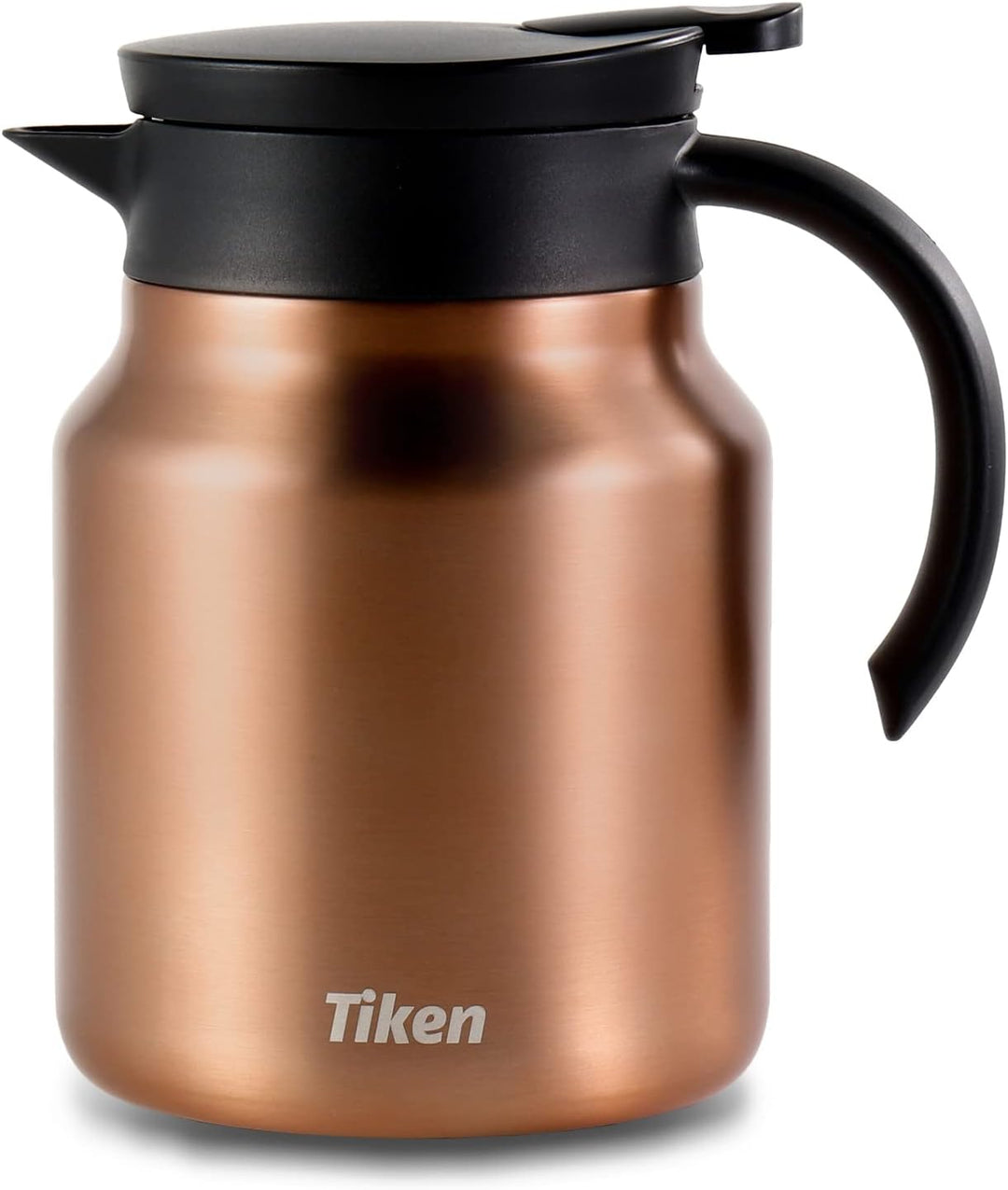 Tiken 1L Thermoskanne aus Doppelwandingem Edelstahl Isolierkanne Kaffeekanne mit Quick Tip Verschlus
