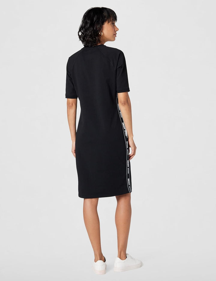 DKNY Damen Dropout Logo Sneaker Dress Lssiges Kleid M Schwarz, M Schwarz