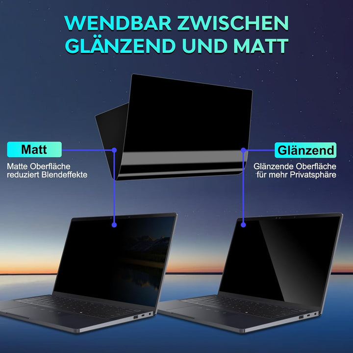 Sichtschutzfolie Laptop 15,6 Zoll 16:10, Anti Spy Blaulicht Blendfrei Blickschutzfolie, Abnehmbarer