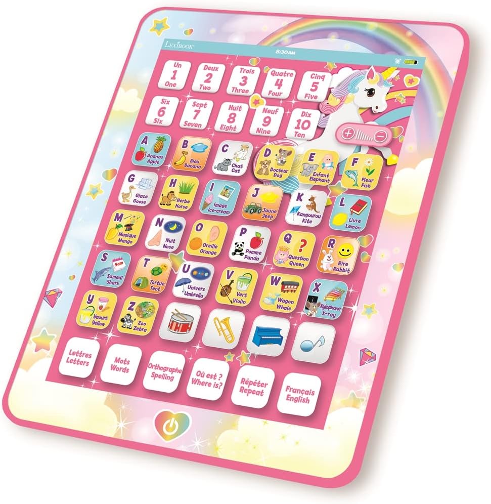 Lexibook Jednorożec Edukacyjny dwujęzyczny interaktywny Tablet, języki angielski/Polski, JCPAD002UNI