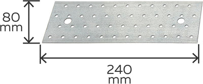 Alberts 847265 Lochplatte | sendzimirverzinkt | 240 x 80 mm | 25er Set 240 x 80 mm / 25 Stk., 240 x