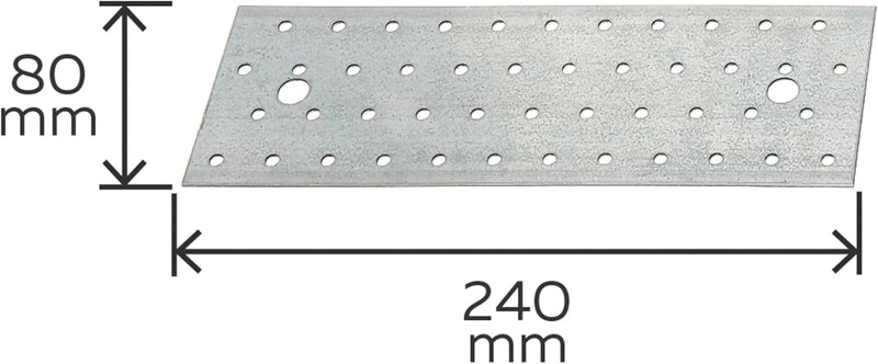 Alberts 847265 Lochplatte | sendzimirverzinkt | 240 x 80 mm | 25er Set 240 x 80 mm / 25 Stk., 240 x