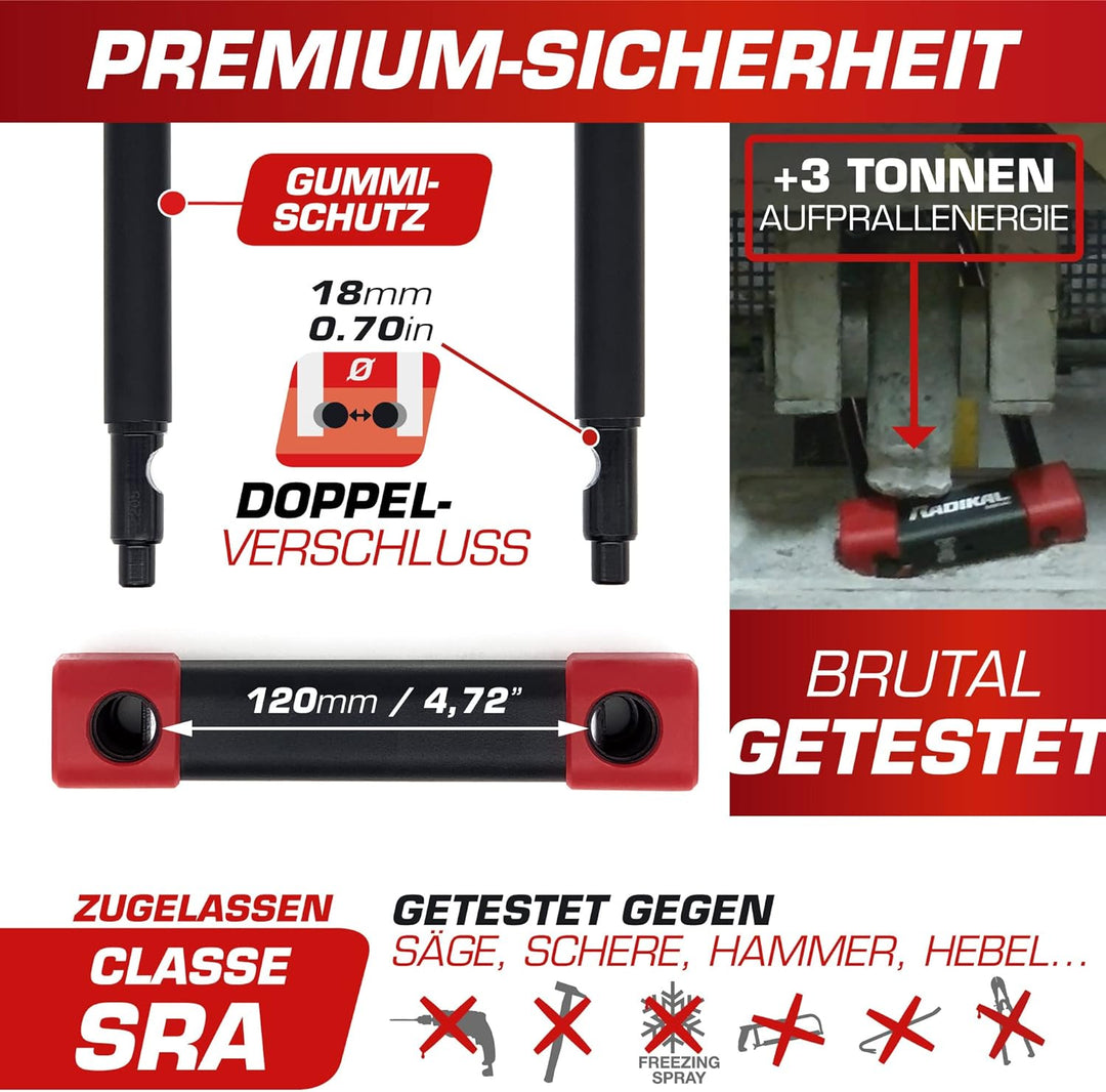 RADIKAL RK120310 Bügelschloss mit CLASSE SRA Zulassung, Durchmesser 18mm 120x310, 120x310