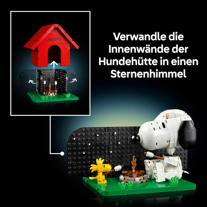 LEGO Ideas Peanuts: Snoopys Hundehütte - Modellbau für Erwachsene Snoopy und Woodstock Figuren - DIY