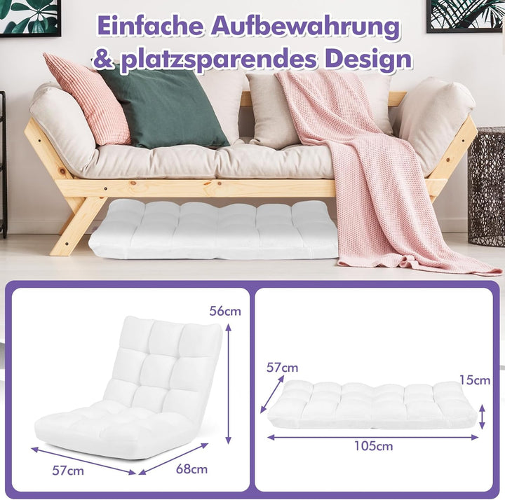 GOPLUS Bodenstuhl, Bodensofa mit Rückenlehne, Bodensessel mit Schlaffunktion, Floor Chair, Lazy Sofa