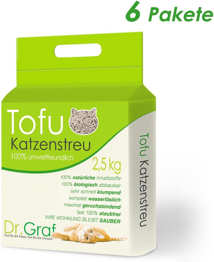 Tofu Katzenstreu, 100% natürlich, Innovative Klumpstreu, geruchsfrei, komplett wasserlöslich， biolog