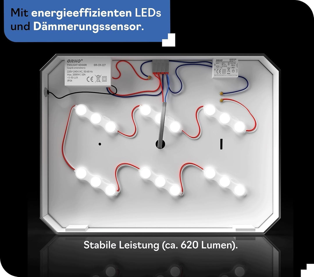 Hausnummer Beleuchtet LED mit Dämmerungssensor 40x30 cm Dunkle Walnuss mit Gravur, 6W A++, 230V, was