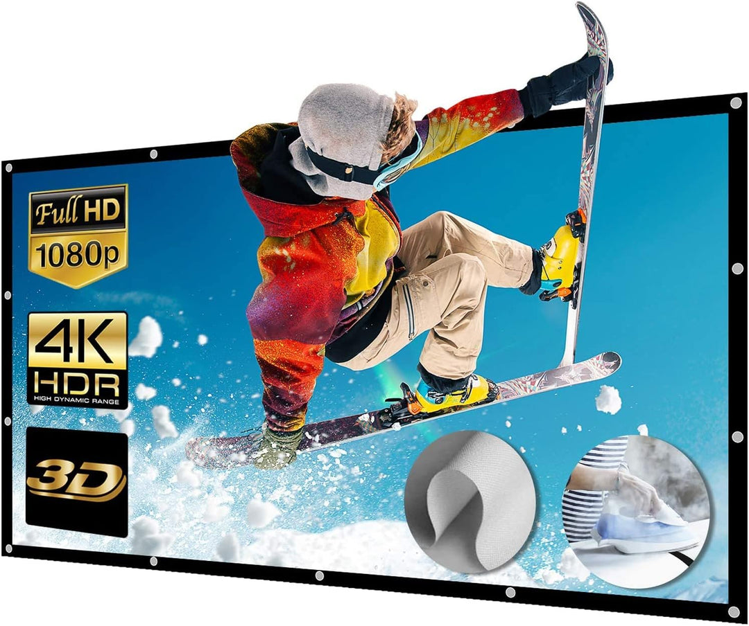 Beamer Leinwand Gross 150 Inch 16:9 Portable Leinwand für Beamer Unterstützung Projektion waschbar P