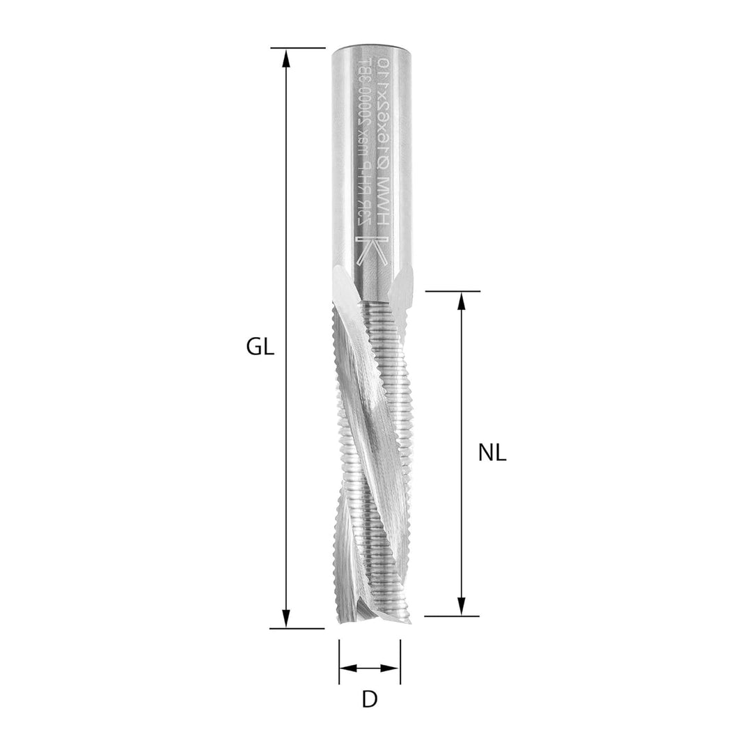 ENT 20710 Schruppfräser VHW, Durchmesser (D) 16 mm, NL 62 mm, Z3, GL 110 mm, Rechtslauf / positiv D=