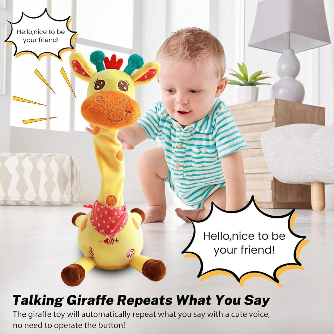 Giraffe aus Plüsch, leuchtend und singend, singende Giraffe, Lichtfunktion und Sprachwiederholung, A