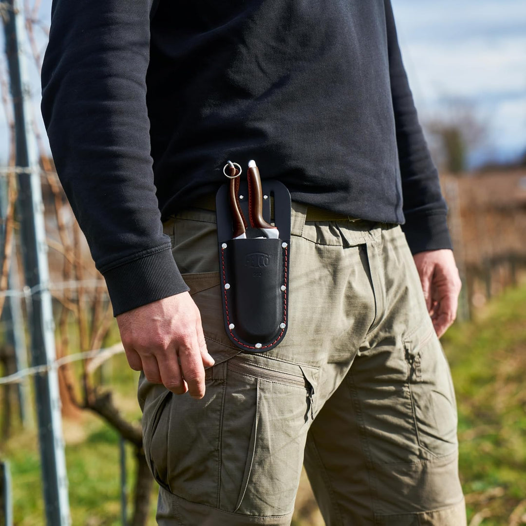 FELCO 910 Schwarz - Lederholster aus hochwertigem Material mit Gürtelclip für den praktischen Transp