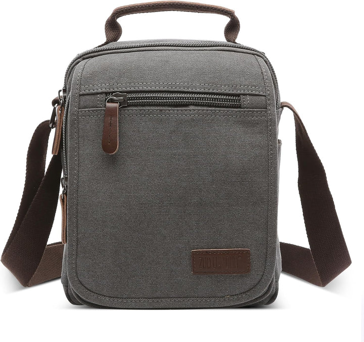DORRISO Vintage Herren Umhängetasche Lässig Schultertaschen für 10.9 Zoll iPad mit Griff Mehrere Tas