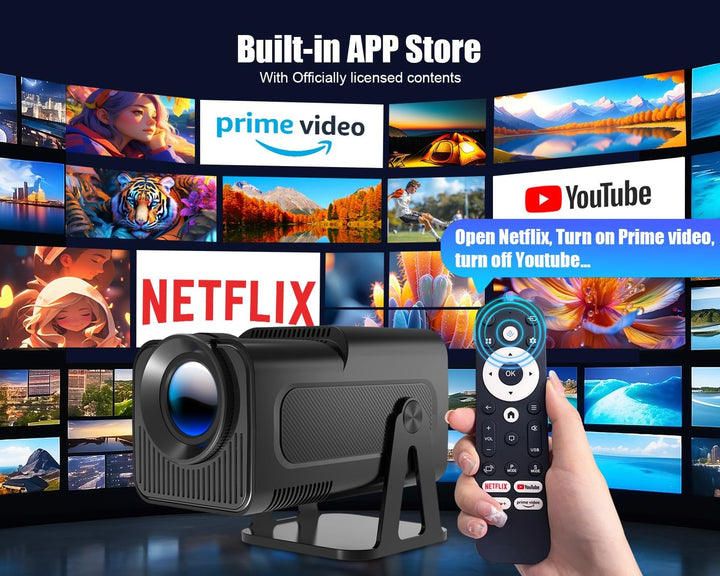 [Netflix Offiziell] HY320 NTV Android 13 Smart Beamer mit Various Offiziell TV Apps,Sprachassistent