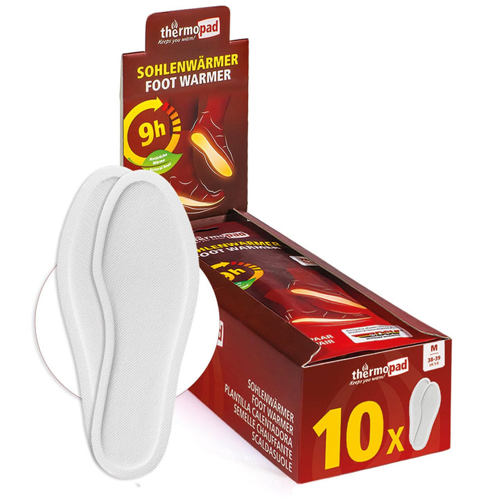 THERMOPAD Sohlenwärmer (Einlegesohle) Gr. S, M, L, XL oder XXL (36-46) – DAS ORIGINAL: 10 Paar Wärme
