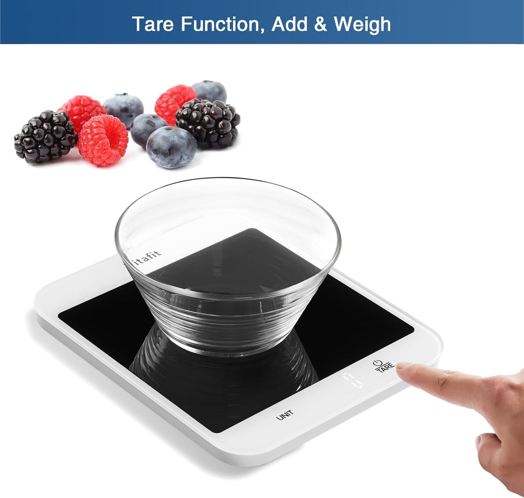 Vitafit 15kg Digitale Küchenwaage, Multifunktions-Lebensmittelwaage, Digitalwaage mit LED-Display, G