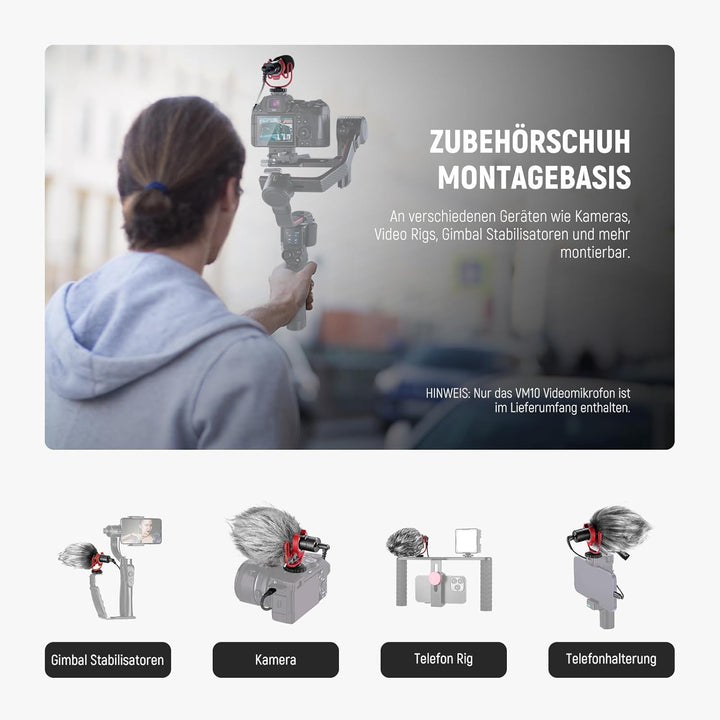 NEEWER VM10 Mini Plug & Play Vlog Mikrofon mit Reinigungstuch, 3,5mm TRS, USB C, OTG, Stossdämpferha