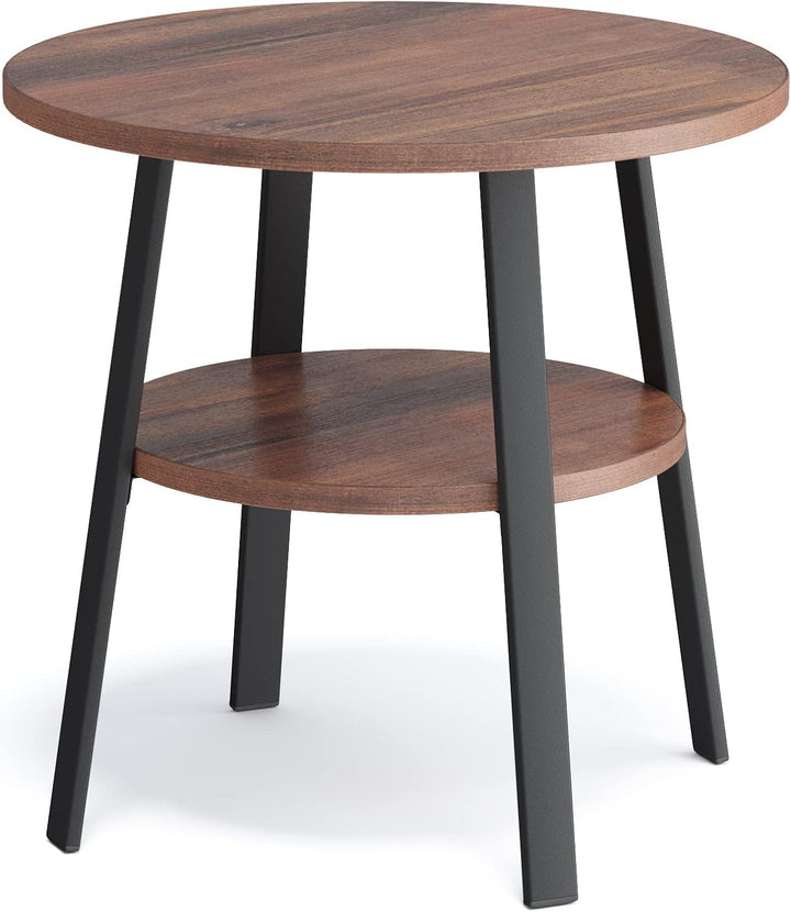 Stardis Beistelltisch rund stabiles Metallgestell/Holz Ø43xH 44 cm, 2 Ablagen Nachttisch Couchtisch