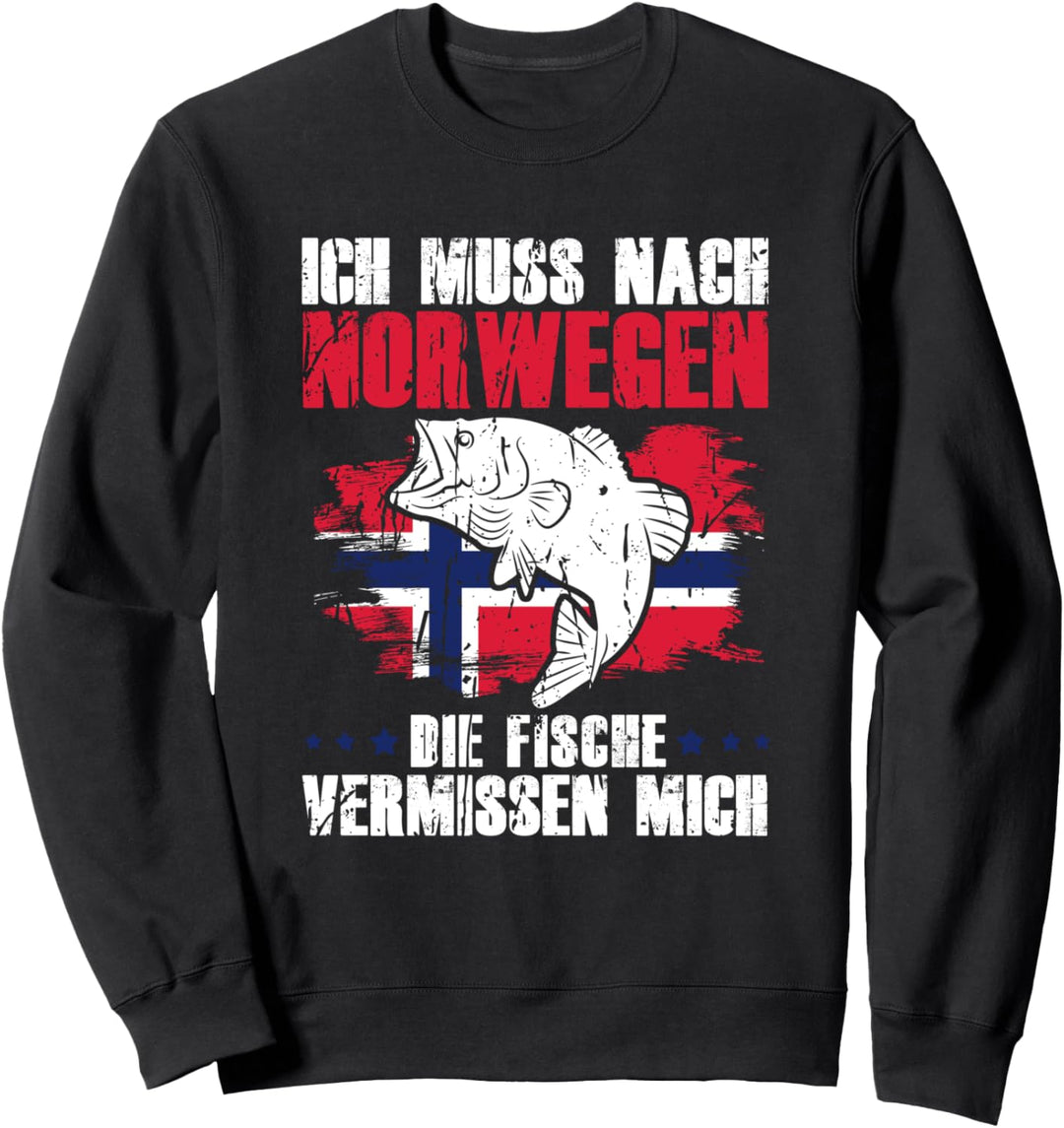 Ich muss nach NORWEGEN die Fische vermissen mich Angeln Sweatshirt