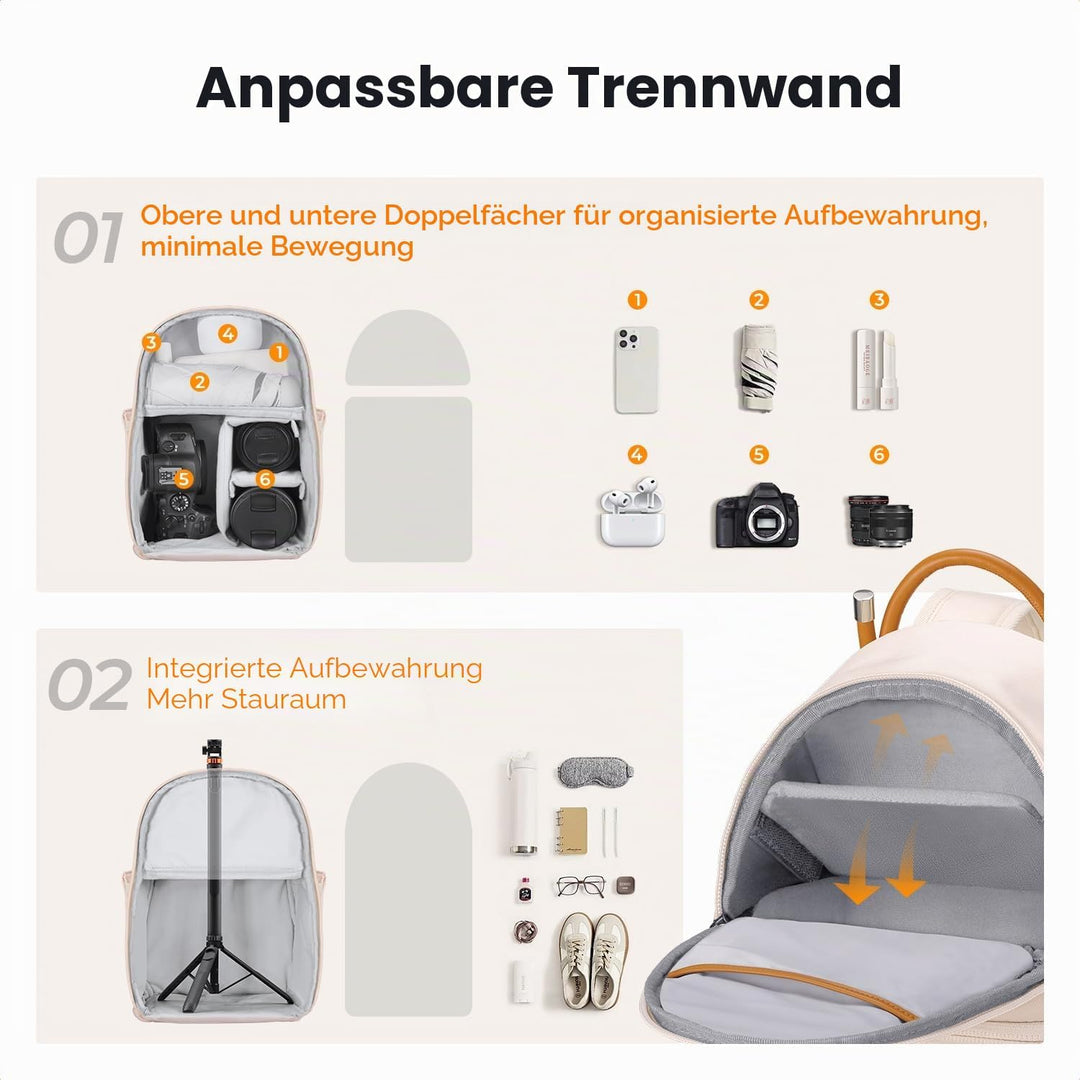 K&amp;F CONCEPT Kamerarucksack, tragbare Kameratasche für den Alltag mit herausnehmbaren Trennwänden für