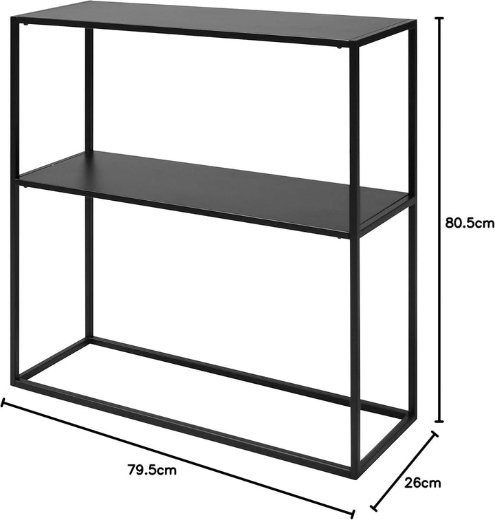AC Design Furniture Nino Konsolentisch mit 1 Ablage, Industrieller aus Metall, Schwarzer Beistelltis