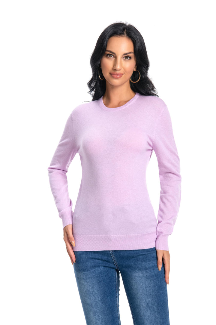 WOSICA Women's 100% Pure Cashmere Long Sleeve Crew Neck Sweater S Taffet, S Taffet