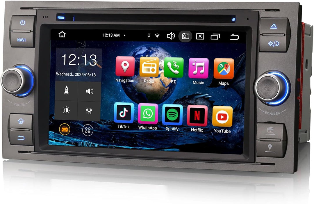 Erisin 7" 8-Kern 4GB+64GB Android 14 Autoradio mit CD Player Für Ford Focus S-max C-max Fiesta Galax