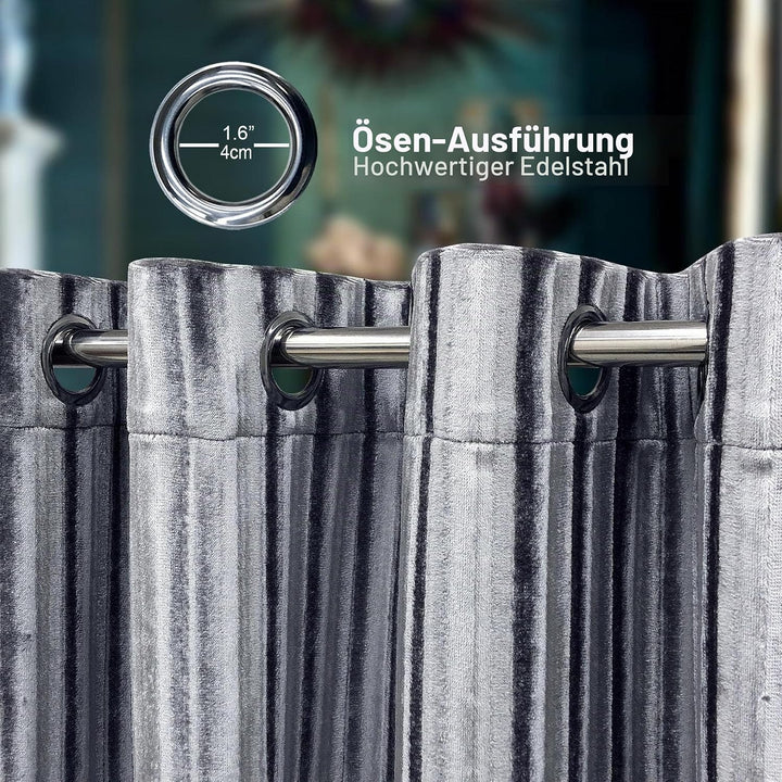 Vorhänge aus Crushed Samt, lange Optik, schön und klassisch, blickdicht und wärmeisolierend, für Woh