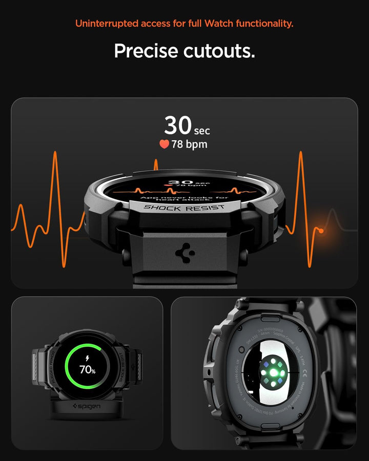 Spigen Rugged Armor Pro Hülle mit Band für Samsung Galaxy Watch 9/8 44mm | TPU-Unibody-Hülle mit Arm