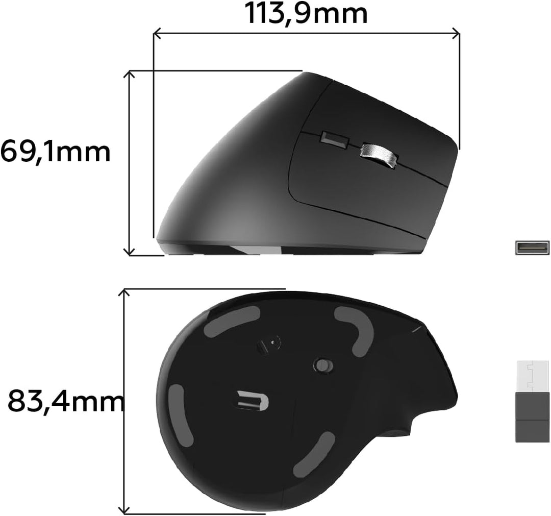 Mobility Lab - Ergonomische Funkmaus Premium - Leise Klicks - Einstellbare DPI - Verbindung über USB