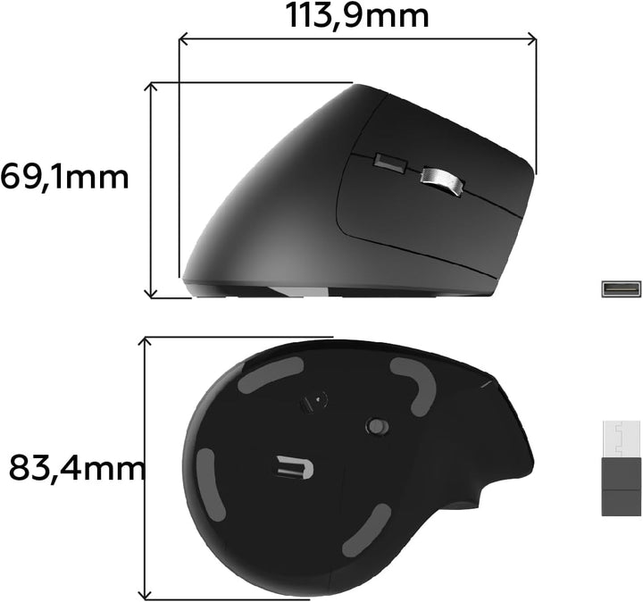 Mobility Lab - Ergonomische Funkmaus Premium - Leise Klicks - Einstellbare DPI - Verbindung über USB