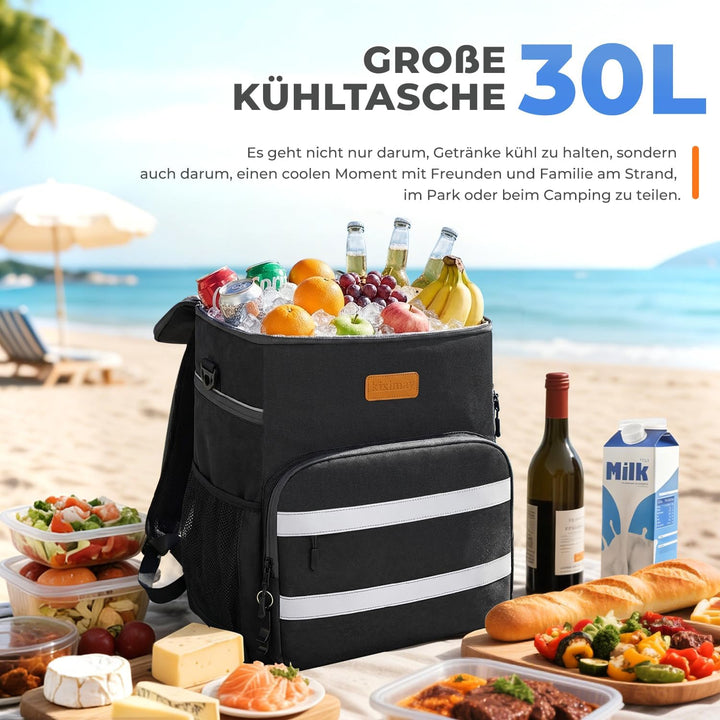 30L Kühltasche Gross Faltbar Kühlbox, Kühltasche für Essen & Getränke, Kühltasche Picknicktasche, Is