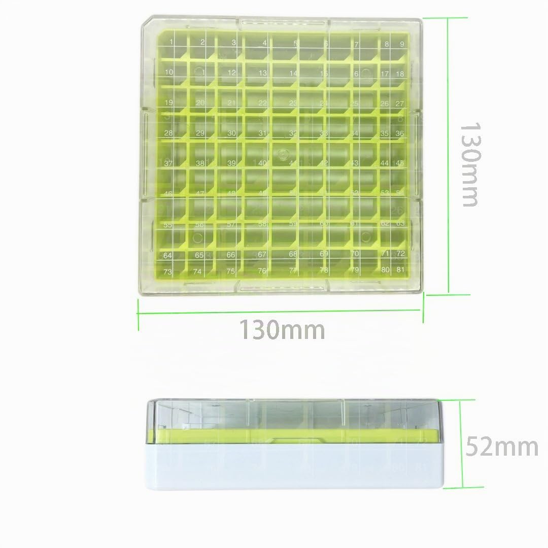 CryoBox Phiole-Regal aus Polycarbonat, 9 x 9 Array, 81 Platz (blau/grün/rot/gelb), 4 Stück Blue/Gree