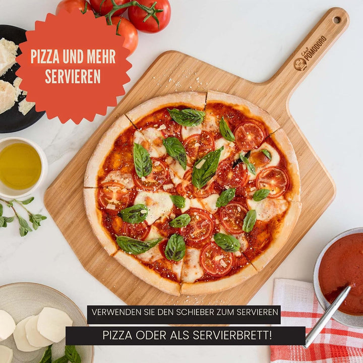 Chef Pomodoro Pizzaschieber – Pizzaschaufel – Pizzaheber aus Bambus – Pizzaschieber Holz – Pizzascha