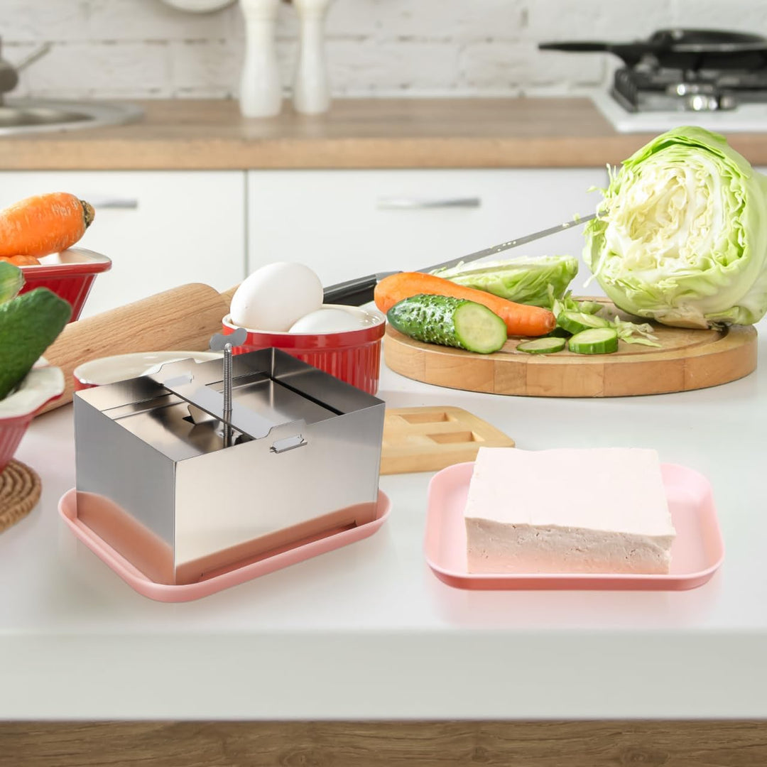 TOPBATHY Tofu-Pressform Aus 304 Edelstahl 16X12X9Cm – Handbetriebene Tofu-Form Zur Hausgemachten Her