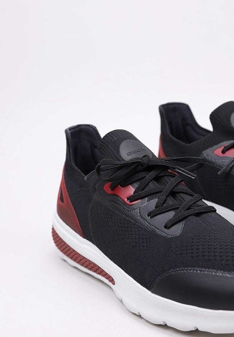 Geox Herren U Spherica Actif Sneaker 41 EU Black Red, 41 EU Black Red