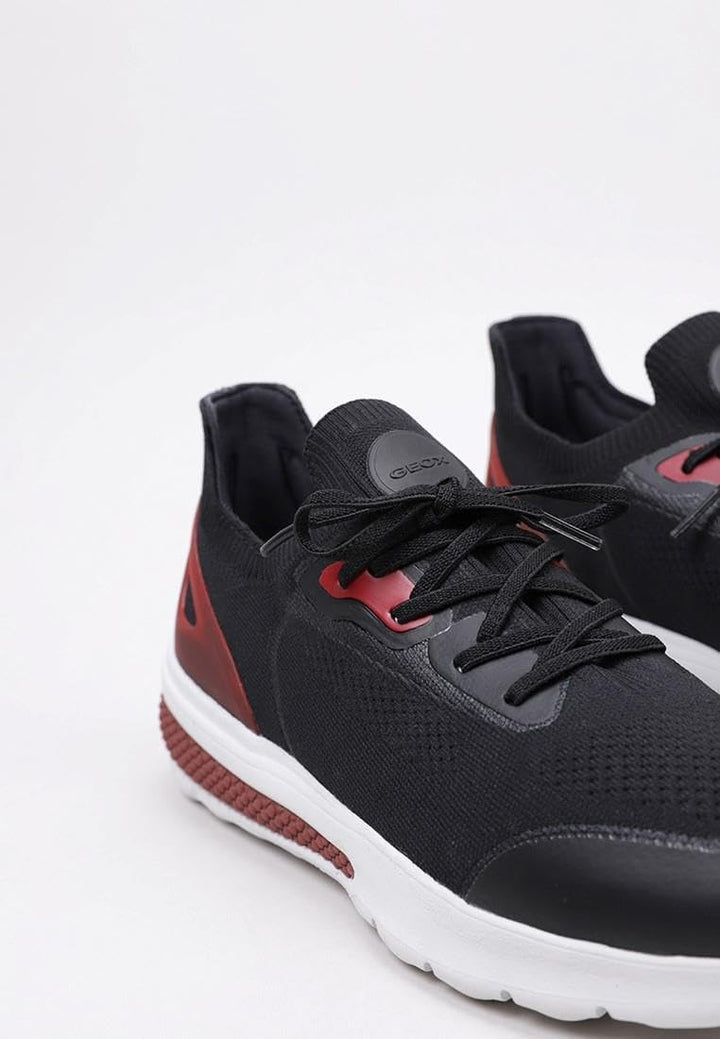 Geox Herren U Spherica Actif Sneaker 41 EU Black Red, 41 EU Black Red