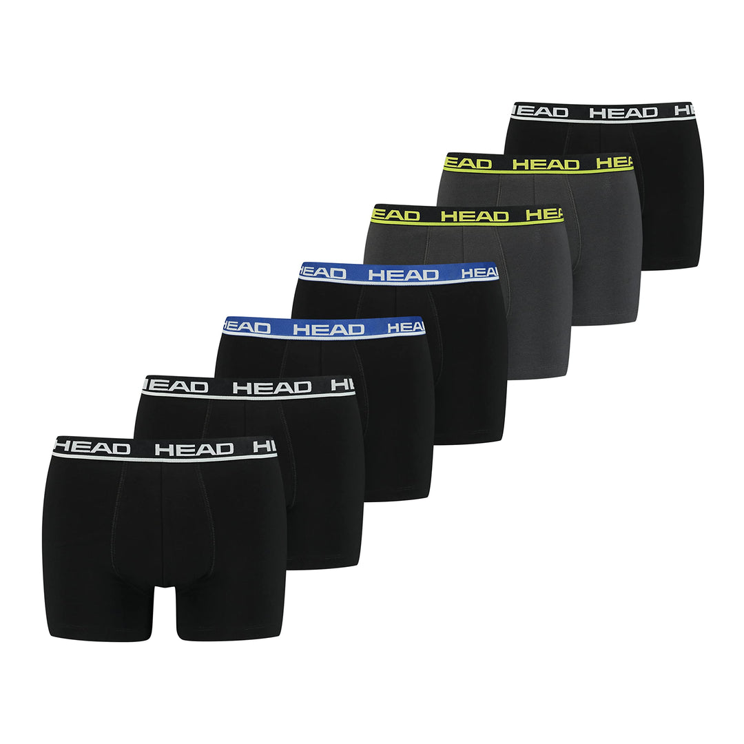 HEAD Herren Boxershorts Unterhosen Unterwäsche 7er Pack Vorteilspack, Black/Blue/Phantom
