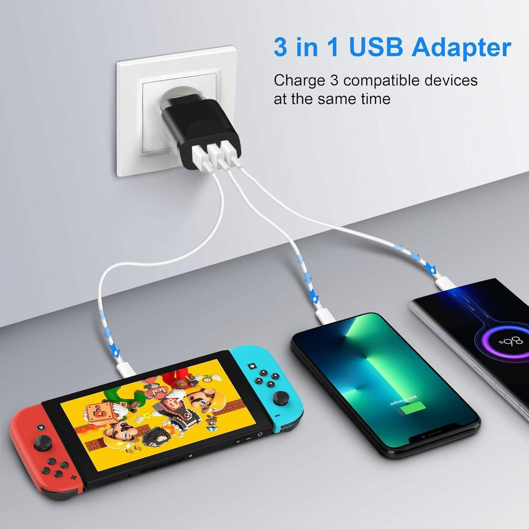 3er Pack USB Ladegerät 15W – 3 USB-A Ports, USB Netzteil Stecker für Steckdose, USB Stromstecker Ada