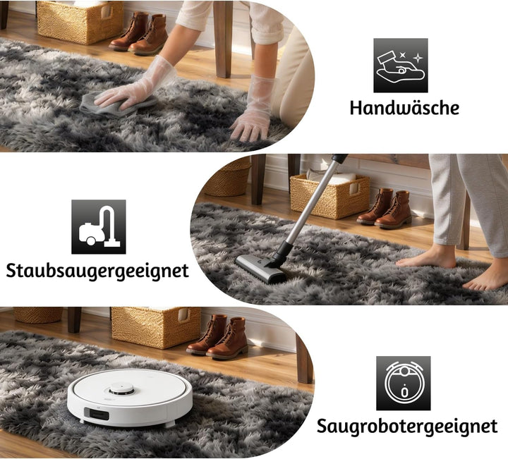 Teppich Kinderzimmer 80x150 cm Dunkelgrau Wohnzimmerteppich Schlafzimmer Anti-Rutsch Waschbarer Badt
