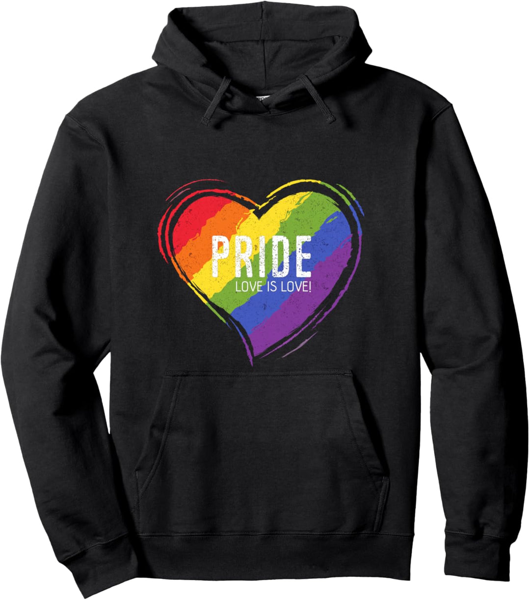 LGBT Pride Design mit Herz Regenbogen Flagge Herren Damen Pullover Hoodie