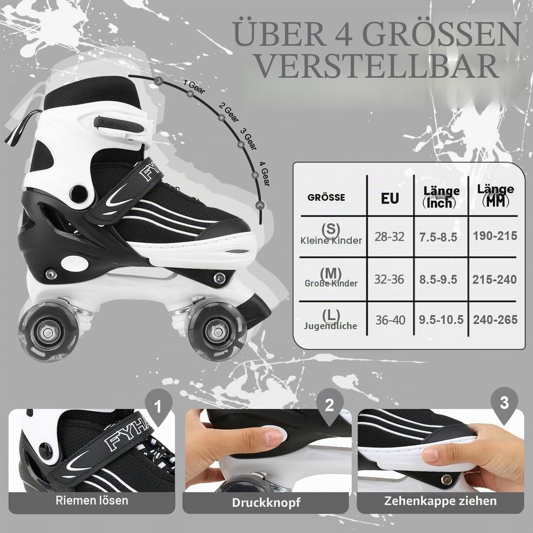 Rollschuhe für Jungen Verstellbare Kinder-Rollschuhe mit leuchtenden Rädern, lustig Leuchtend für Ju