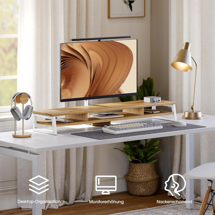 Fenge Dual Monitorständer Riser 108cm Grosse Computer Bildschirmständer für PC/Laptop/Fax/Drucker/TV