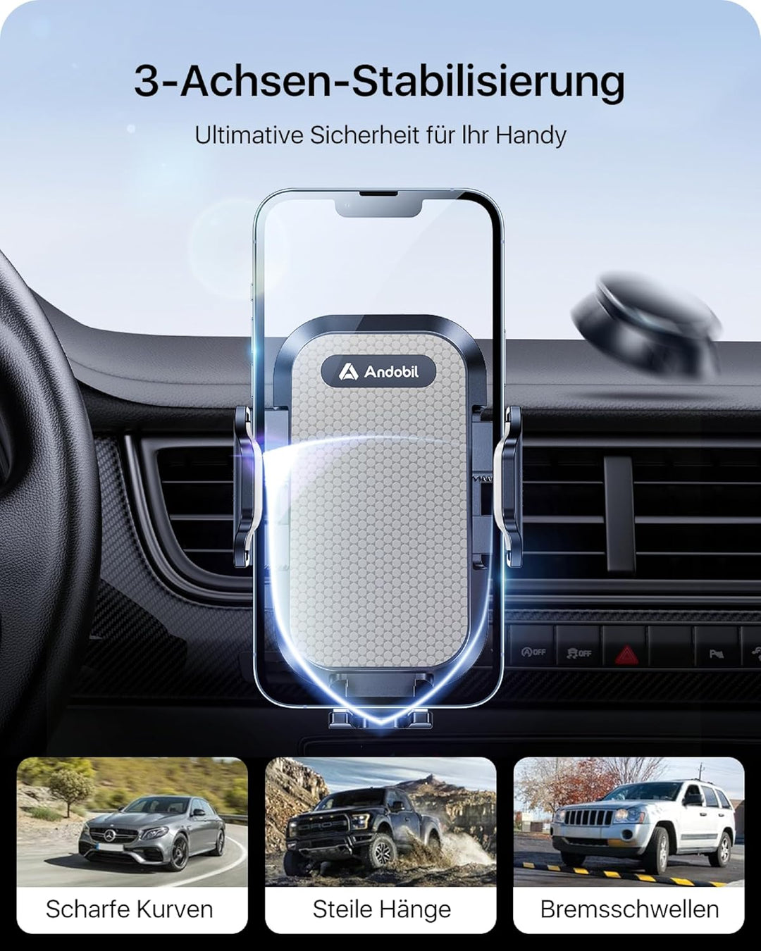 andobil Handyhalterung Auto Lüftung [2025 Neueste Lüftungsclip] Kfz Handy Halterung [100% Sicherer G