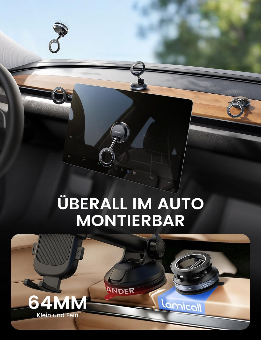 Lamicall Handyhalterung Auto Vakuum für MagSafe Autohalterung - [TOP Saugnapf] Handy Halterung Auto