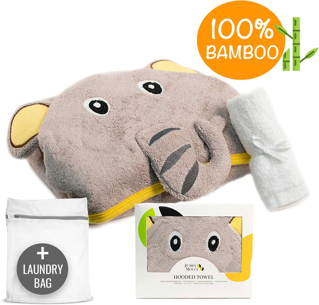 Baby Handtuch mit Kapuze, 100% Bambus, sehr saugfähig, natürlicher UV-Schutz, Bambus-Waschlappen Glü