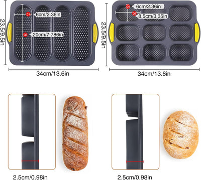 Brötchen Backform Silikon, Brotbackformen Silikon Set, Mini Baguette Backform, Backform Baguette Bro