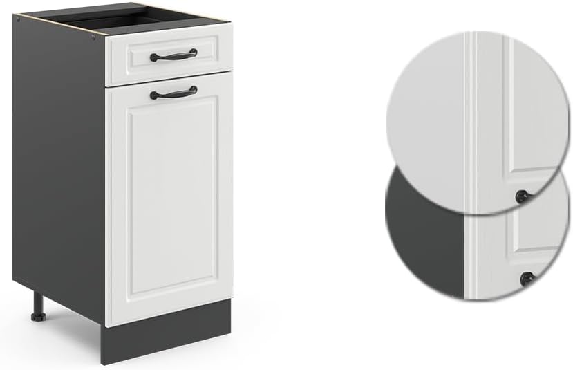 Vicco Küchenunterschrank R-Line, Weiss Landhaus/Anthrazit, 40 cm ohne Arbeitsplatte Weiss Landhaus S