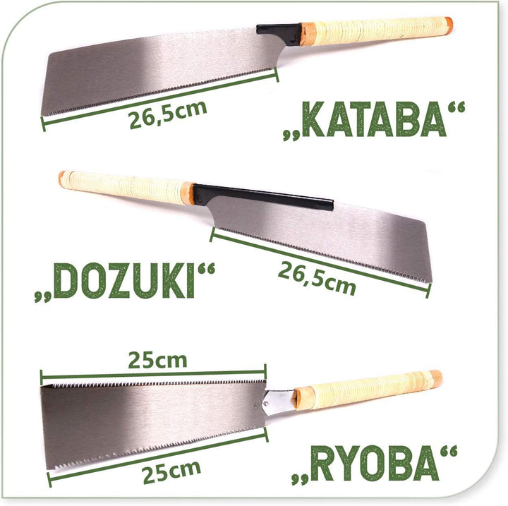 protanic 3er-Set Japansägen Handsäge Zugsäge Holzsäge (Ryoba, Kataba,